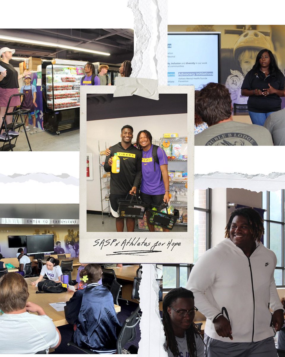 LSU Tiger Life & SAAC (@lsutigerlife) on Twitter photo Our first-year Tigers kicked off their journey at LSU by giving back! 🐯
Through a workshop led by <a href="/AthletesForHope/">Athletes for Hope</a> , they identified their passions and began building a legacy of service, starting with the LSU Food Pantry💜 Our first-year Tigers kicked off their journey at LSU by giving back! 🐯
Through a workshop led by <a href="/AthletesForHope/">Athletes for Hope</a> , they identified their passions and began building a legacy of service, starting with the LSU Food Pantry💜