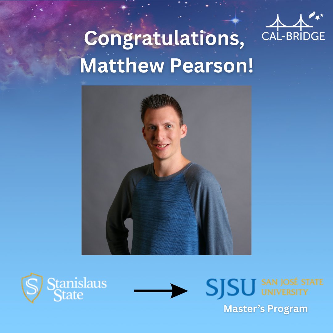 cal_bridge's tweet image. Matthew Pearson, a Stanislaus State University Physics &amp;amp; Astronomy Student, is headed to San José State University to pursue a Master’s Program. Congratulations, Matthew! 🎓
@calstate @stan_state @SJSU