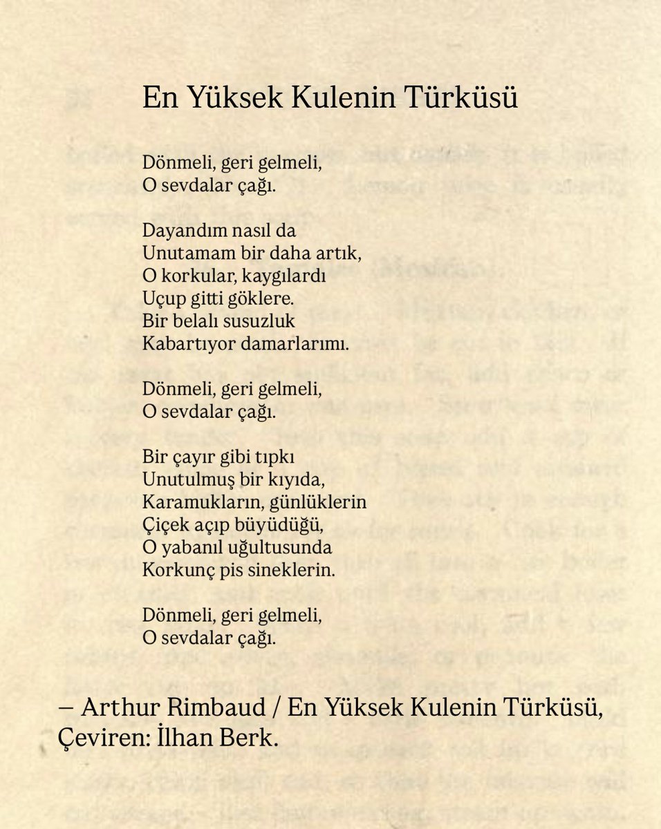 onurbayazit_'s tweet image. dönmeli, geri gelmeli,
o sevdalar çağı.
— arthur rimbaud / en yüksek kulenin türküsü, çev: ilhan berk.