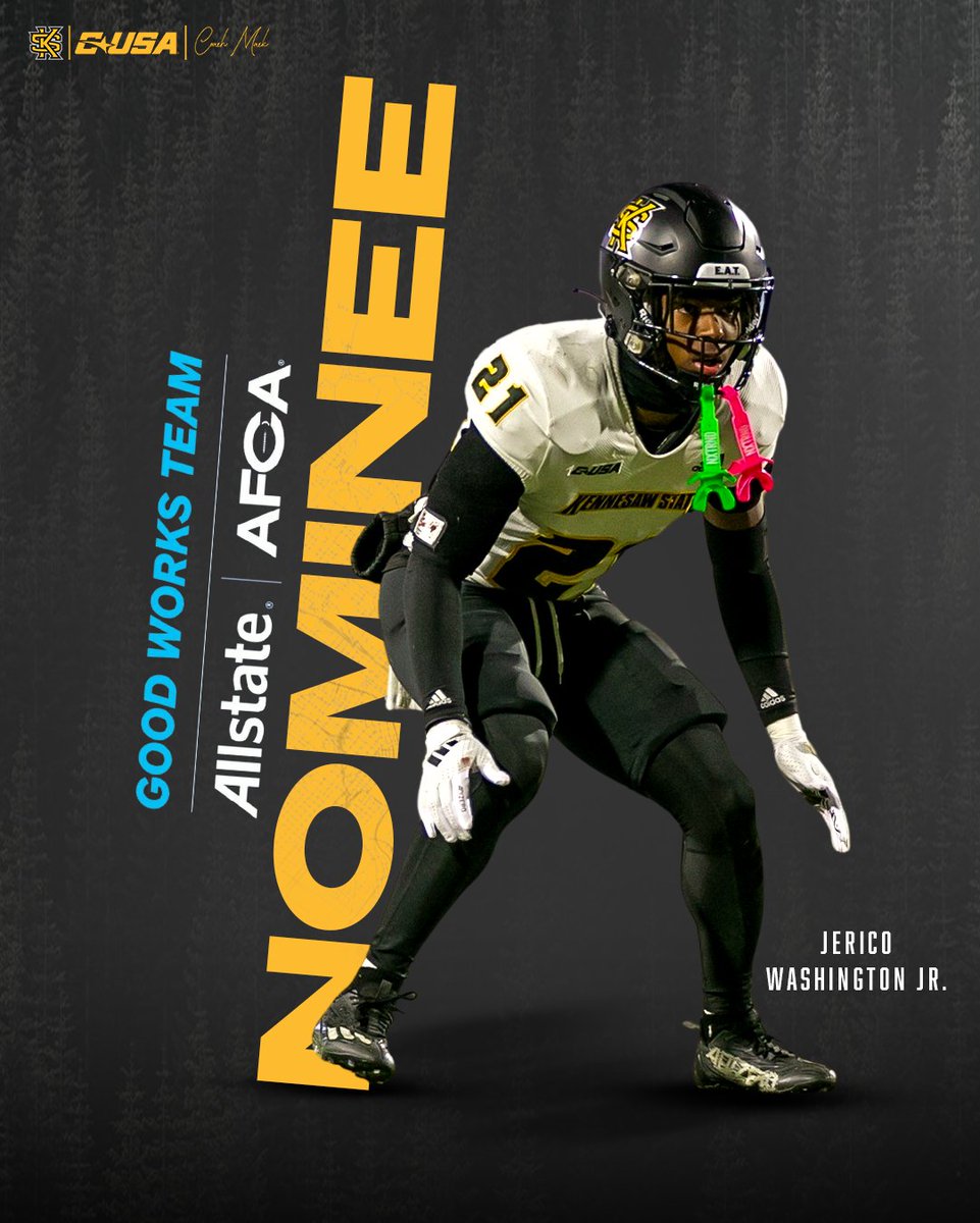 Kennesaw State Football (@kennesawstfb) on Twitter photo Making a difference in our community 👏
<a href="/Lil_RicoJr_/">JeRico Washington Jr</a> was selected as a nominee to the 2025 Allstate AFCA Good Works Team
📰 tinyurl.com/yubkltyx
#SeeUs | #HootyHoo Making a difference in our community 👏
<a href="/Lil_RicoJr_/">JeRico Washington Jr</a> was selected as a nominee to the 2025 Allstate AFCA Good Works Team
📰 tinyurl.com/yubkltyx
#SeeUs | #HootyHoo
