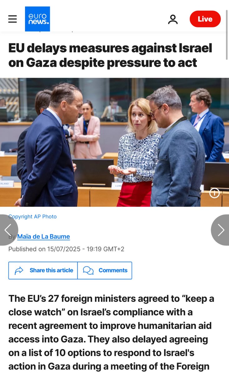 The EU’s refusal to suspend its agreement with Israel is a criminal betrayal of the EU’s core principles &amp; laws.
Siding with genocidial Gov that is starving babies, exterminating civilians &amp; torturing doctors…will be remembered as empowering fascism and a triumph of lawlessness