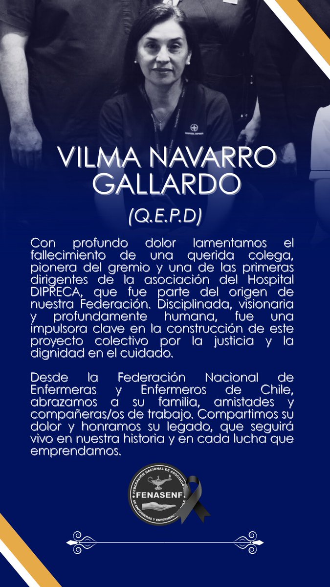 🕊️ Con profundo dolor despedimos a una querida colega, pionera del gremio y dirigente en los orígenes de nuestra Federación desde el Hospital DIPRECA. Honramos su legado, su fuerza y su compromiso con el cuidado.