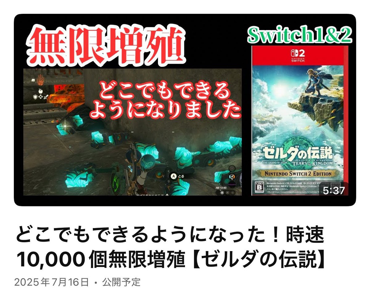 GomashioGame123's tweet image. 16日午後3時公開予定
どこでもできるようになった無限増殖！
#ティアキン　#totk #無限増殖　#バグ　#glitches