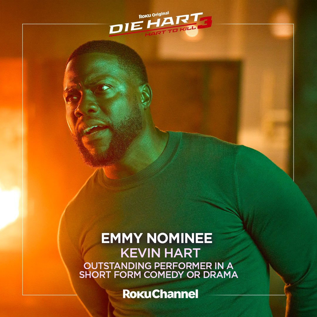TheRokuChannel's tweet image. Three Emmy Nominations for #DieHart3
Congratulations to Kevin Hart, Nathalie Emmanuel and JK Simmons, each nominated for Outstanding Performer in a Short Form Comedy or Drama.
Stream Die Hart 3: Hart to Kill free on the Roku Channel