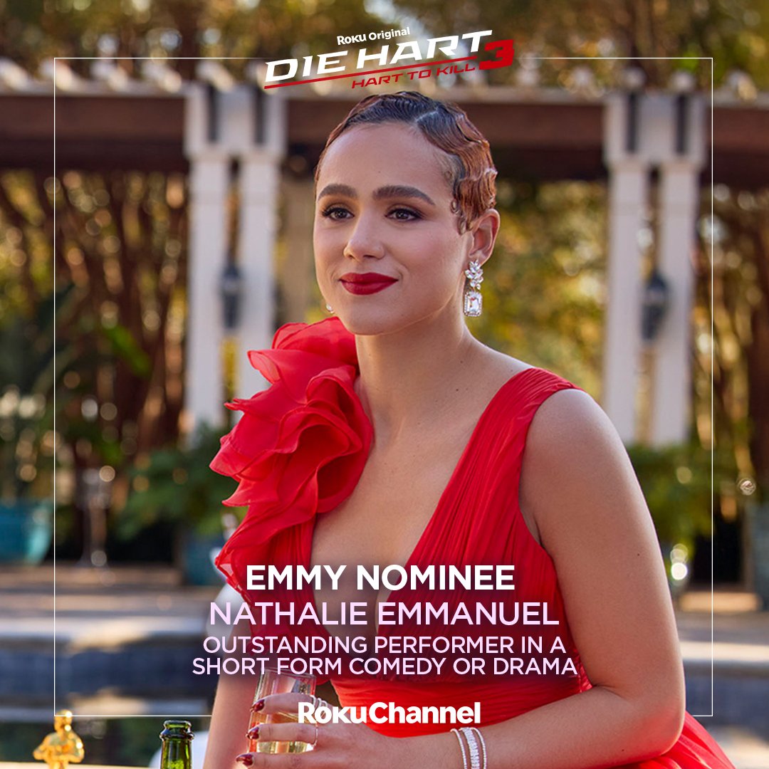 TheRokuChannel's tweet image. Three Emmy Nominations for #DieHart3
Congratulations to Kevin Hart, Nathalie Emmanuel and JK Simmons, each nominated for Outstanding Performer in a Short Form Comedy or Drama.
Stream Die Hart 3: Hart to Kill free on the Roku Channel
