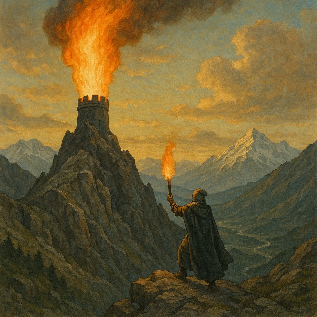 The beacons are lit, Bitcoin calls for aid!

Run Knots! Mine to ocean! Use Datum! Hear me plebs! Hear me!
Hope, is kindled! 
Fight and stand with me!