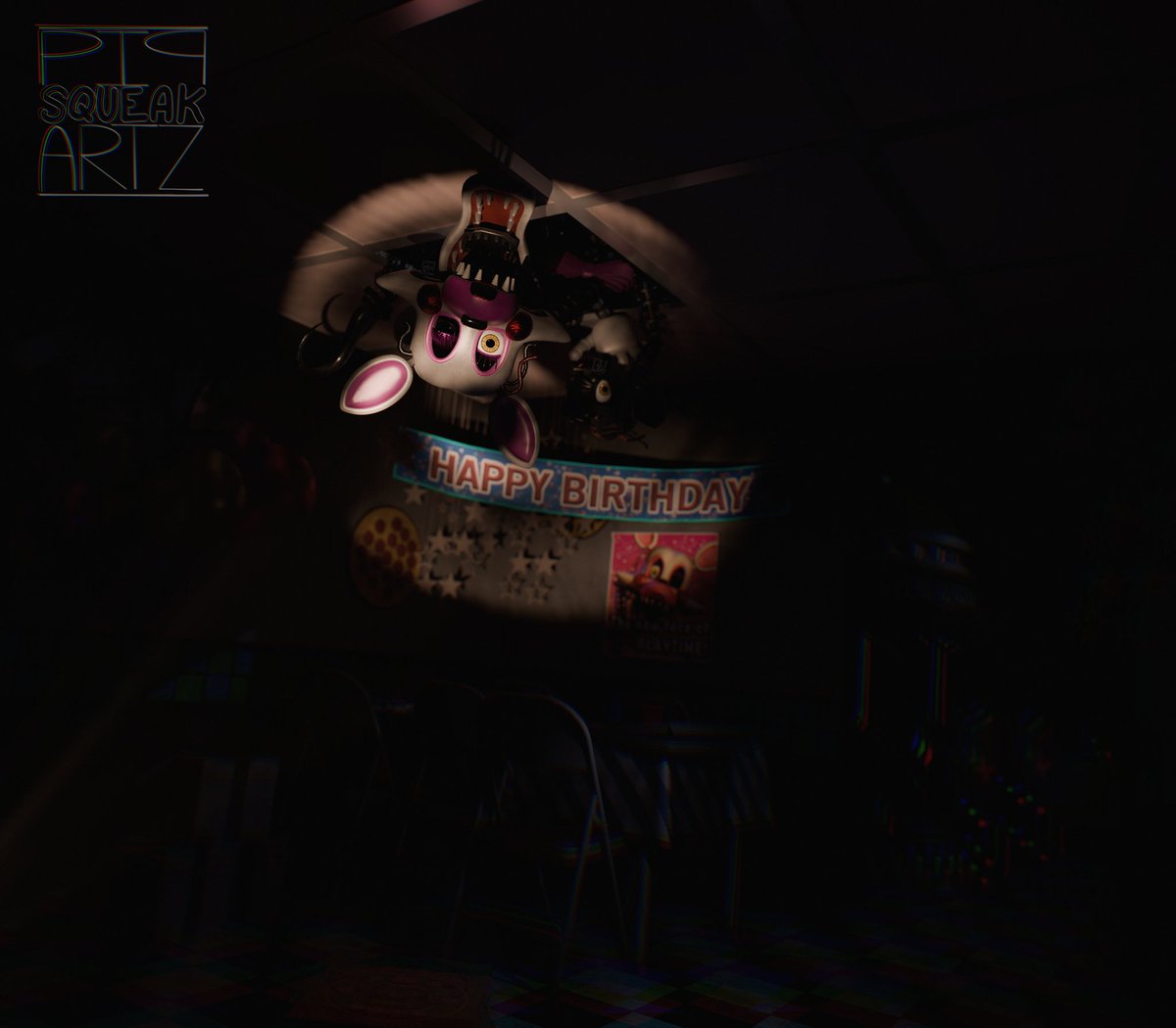 Pipsqueakartz's tweet image. ...Why are you looking so scared, don't you wanna be just like me?..."
The Mange Retexture: @RubberTrap
Props: @BTBAnim
The walls and floor: Me
#fnafart #FNAF #FNAFRuin #fnafsecuritybreach #fnaffanart #HelpWanted2 #HW2 #blender #artist #3Dartist