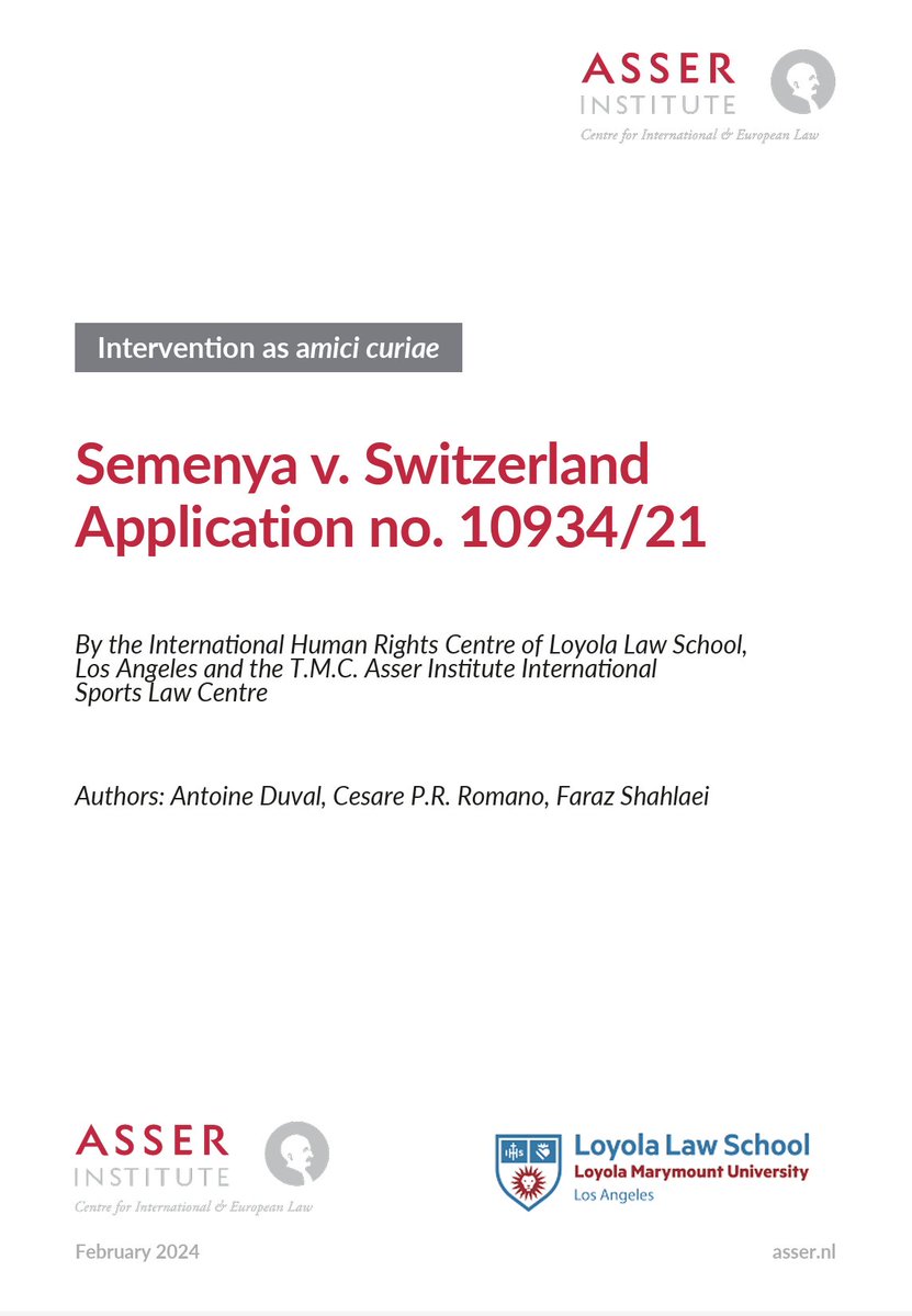 Faraz Shahlaei (@faraz7s) on Twitter photo 1. Together with my dear colleagues, <a href="/Ant1Duval/">Antoine Duval</a> and <a href="/CesareRomano69/">Cesare Romano</a>, we intervened in the case of #Semenya v. #Switzerland in front of the Grand Chamber (GC) of the <a href="/ECHR_CEDH/">ECHR CEDH</a>. The full text of our third-party intervention is now publicly available:
acrobat.adobe.com/id/urn:aaid:sc… 1. Together with my dear colleagues, <a href="/Ant1Duval/">Antoine Duval</a> and <a href="/CesareRomano69/">Cesare Romano</a>, we intervened in the case of #Semenya v. #Switzerland in front of the Grand Chamber (GC) of the <a href="/ECHR_CEDH/">ECHR CEDH</a>. The full text of our third-party intervention is now publicly available:
acrobat.adobe.com/id/urn:aaid:sc…