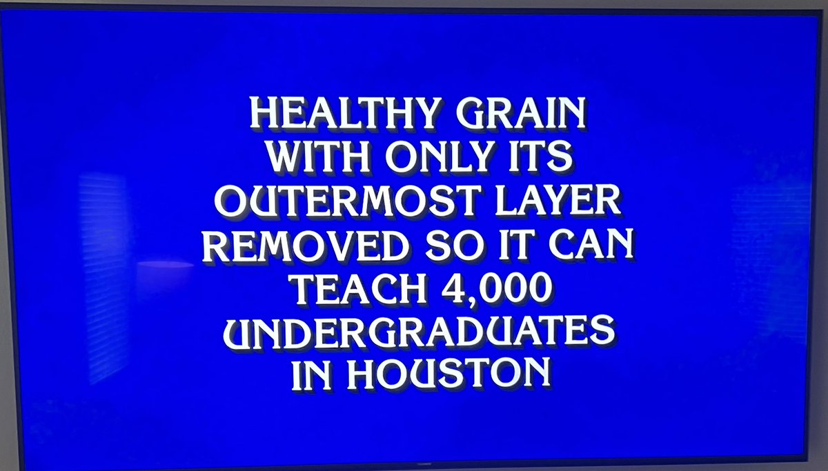 RiceOwlsVoice's tweet image. Some @RiceUniversity love on Jeopardy! Before and After category (What is Brown Rice University?) and then a nod to the great Brock Holt.