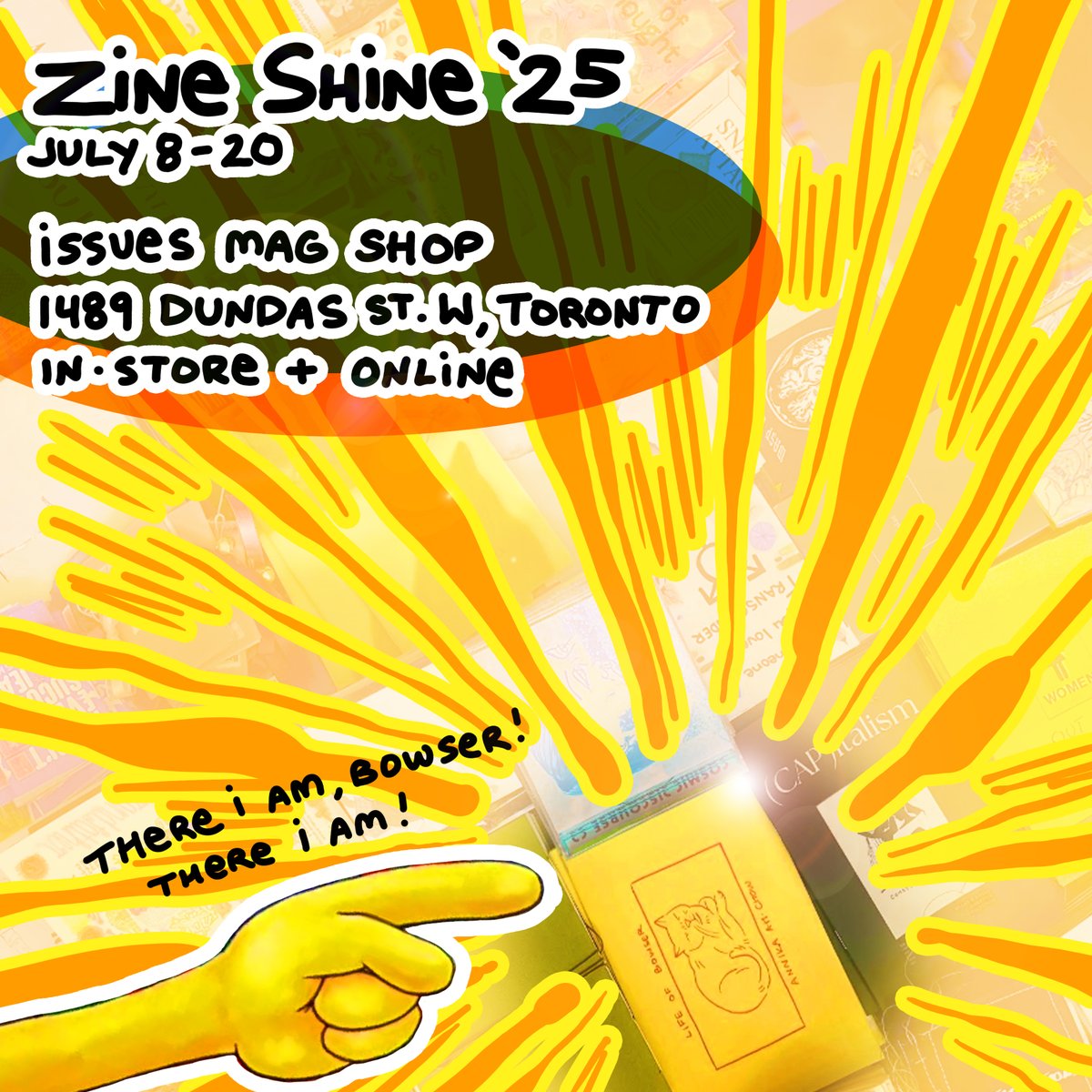 heyahchow's tweet image. HEY Y'ALL!!!
"life of bowser" is up at issues mag shop for zine shine 2025!!! i have a few copies available for purchase in store, and on their website
stop by the shop, take a gander, and pick up some zines!!! lot's of great stuff this year 🐱🌞