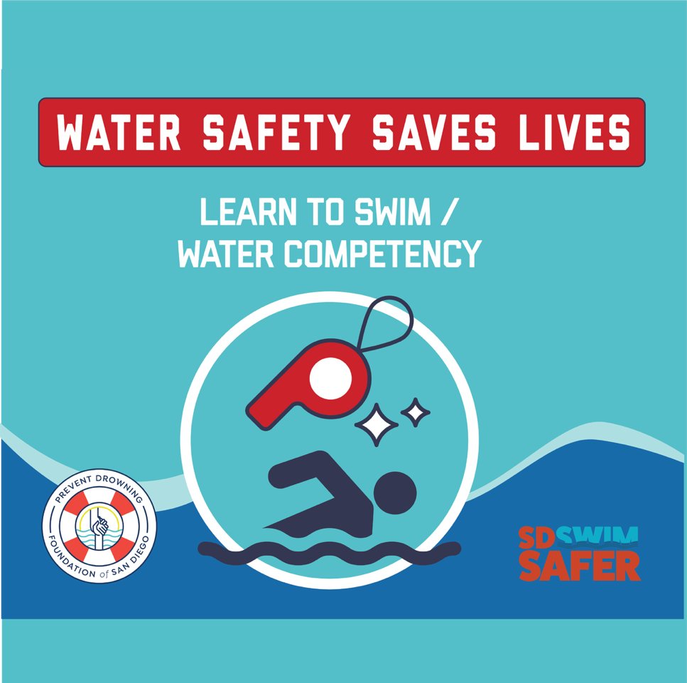WATER SAFETY TIP #2:  🏊 Learn to Swim = Save Lives

Swimming is a vital skill to prevent drowning.

✅ Enroll kids in lessons

✅ Learn to float, tread water, self-rescue

✅ Adults need skills too

🎯 Find lessons: preventdrowningfoundation.org/learntoswim/sw…

#SDSwimSafer #SDEarlyCarePartners