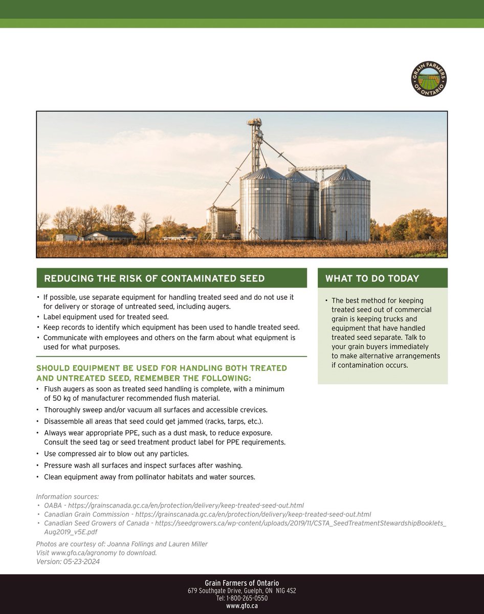 GrainFarmers's tweet image. If using equipment for winter wheat harvest that has also handled treated seed, ensure proper cleanout procedures are followed. buff.ly/5h6HPww