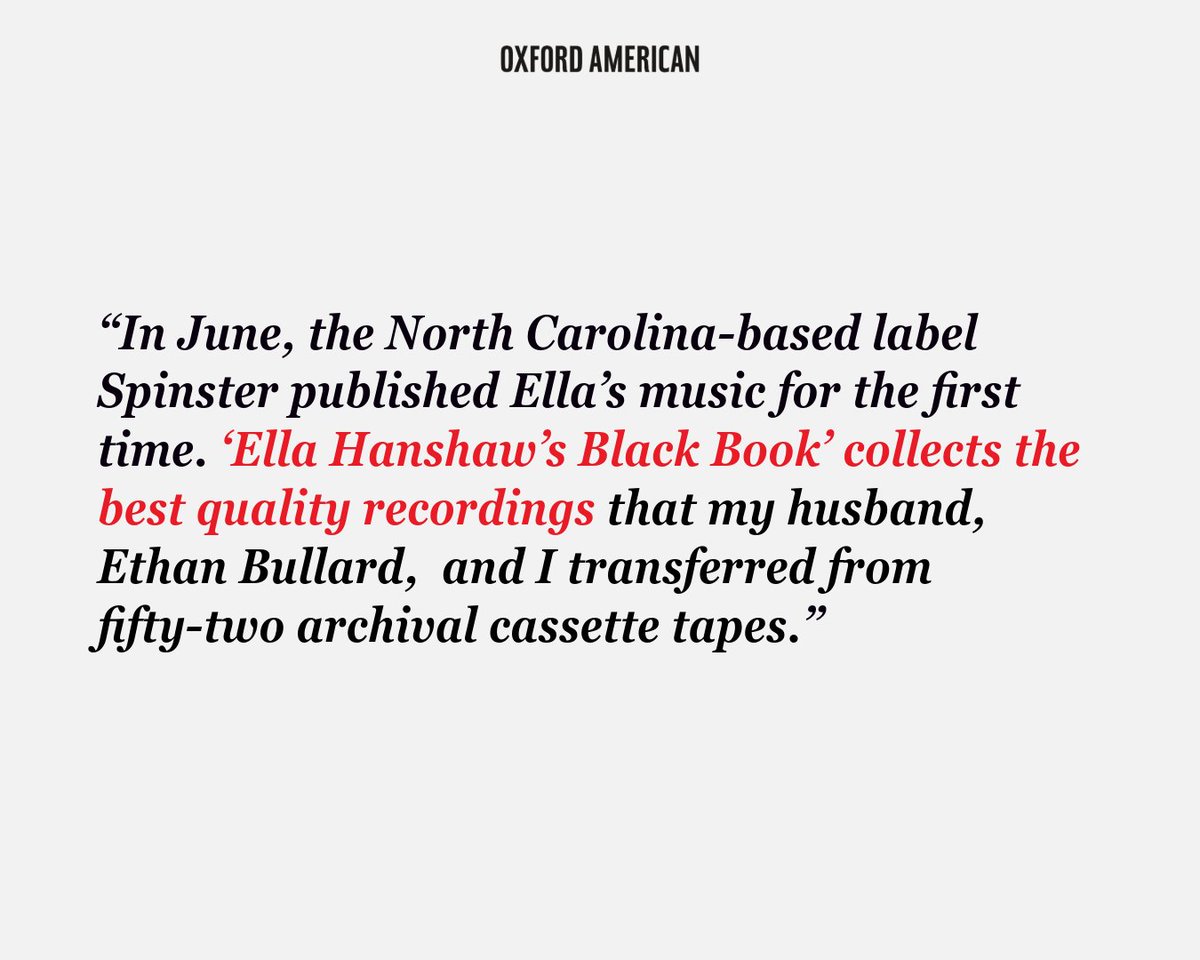 oxfordamerican's tweet image. “Her sweet clear twang, in harmony with the others, hit like sunshine.”
—After discovering recordings made by her little-known gospel-singing grandmother, Ella Hanshaw, Kelly Kerney worked to preserve and share them for the very first time.
🔗: shorturl.at/3HFZv