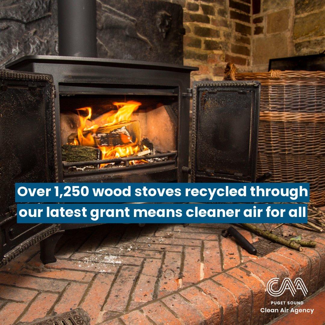 pscleanair's tweet image. We're celebrating cleaner air! Over 1,250 wood stoves across the Puget Sound region were voluntarily recycled through our latest wood smoke reduction program.
Visit pscleanair.gov/woodstove to pre-enroll and get notified when the program re-opens this Fall.