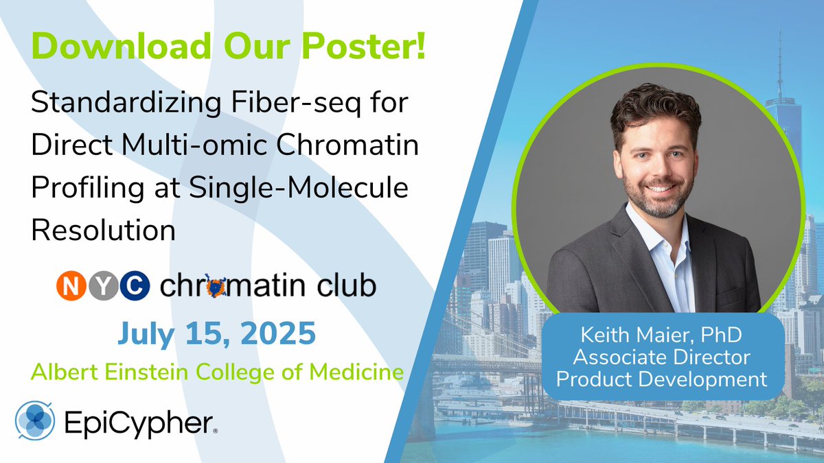 epicypher's tweet image. What if you could map TFs + 5mC on single molecules in one assay? 🧬
We’re combining CUT&RUN with Fiber-Seq™—check out the NYCCC 2025 poster:
👉 explore.epicypher.com/posters/nyccc2…
#Epigenetics #Chromatin