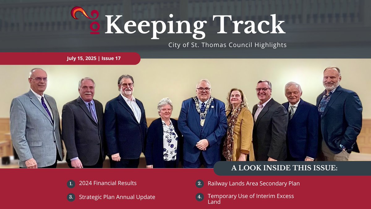 cityofstthomas's tweet image. 🚨 Keeping Track – City of St. Thomas Council Highlights: Now Available! 🚨
📖 Catch up on past editions: stthomas.ca/city_hall/city…
#TheRailwayCity #KeepingTrack #Council #StThomasON