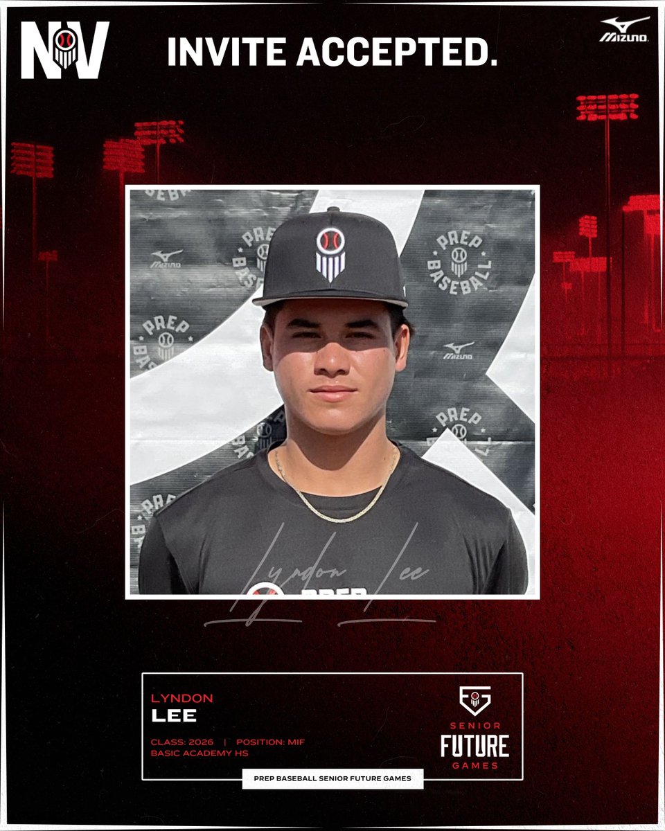 Prep Baseball Nevada (@prepbaseballnv) on Twitter photo ๐๐๐ง๐ข๐จ๐ซ ๐
๐ฎ๐ญ๐ฎ๐ซ๐ ๐๐๐ฆ๐๐ฌ | ๐๐ง๐ฏ๐ข๐ญ๐ ๐๐๐๐๐ฉ๐ญ๐๐
โ26 Lyndon Lee (@_LyndonLee) out of Basic Academy has accepted his invite to represent #Nevada at the 2025 Senior Future Games.
๐ค: loom.ly/Lt4nIK0
#PBSFG25 | <a href="/prepbaseball/">Prep Baseball</a> ๐๐๐ง๐ข๐จ๐ซ ๐
๐ฎ๐ญ๐ฎ๐ซ๐ ๐๐๐ฆ๐๐ฌ | ๐๐ง๐ฏ๐ข๐ญ๐ ๐๐๐๐๐ฉ๐ญ๐๐
โ26 Lyndon Lee (@_LyndonLee) out of Basic Academy has accepted his invite to represent #Nevada at the 2025 Senior Future Games.
๐ค: loom.ly/Lt4nIK0
#PBSFG25 | <a href="/prepbaseball/">Prep Baseball</a>