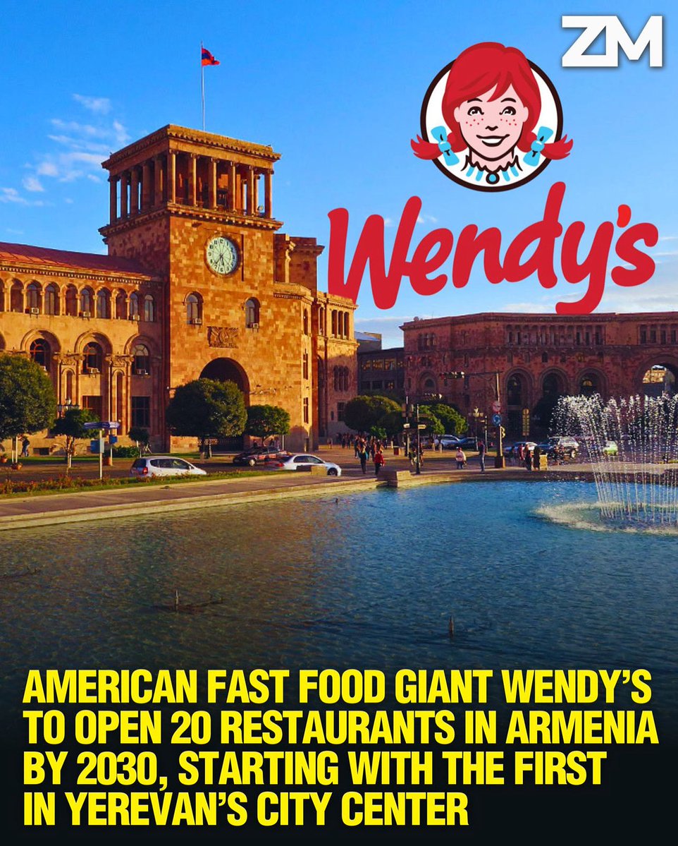 ZartonkMedia's tweet image. American Fast Food Giant Wendy’s to Open 20 Restaurants in Armenia by 2030, Starting with the First in Yerevan’s City Center 🇦🇲
➖➖➖
American fast food giant Wendy’s is officially entering the Armenian market through a newly signed exclusive franchise agreement with Wen…