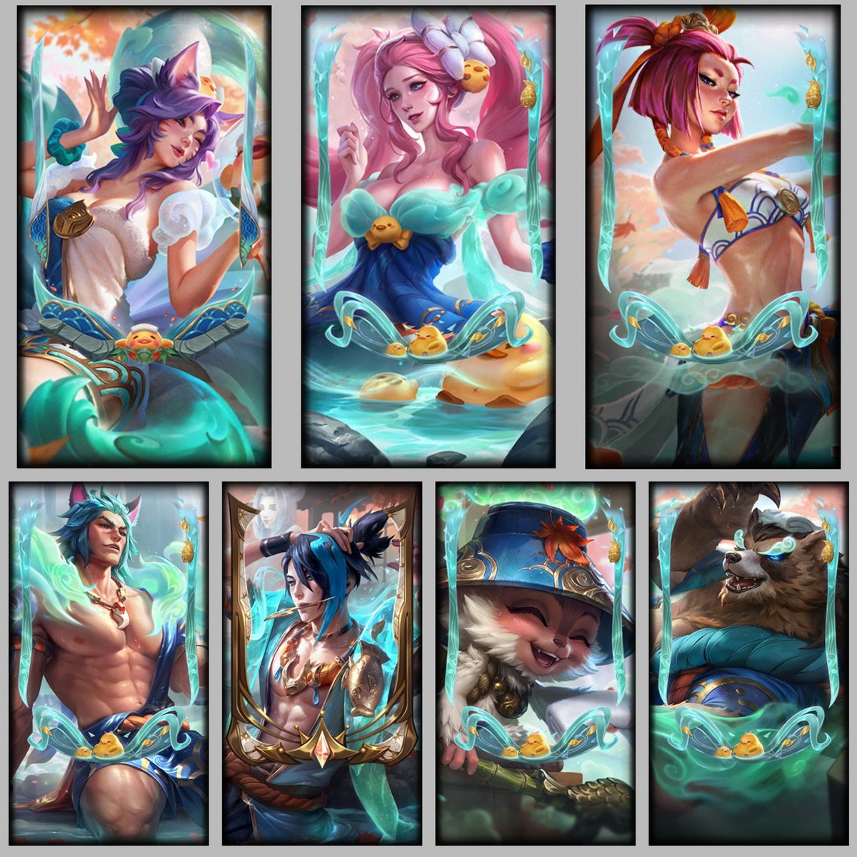 NewAzkaryan's tweet image. Termas do Florescer | Cosméticos 🪷
- Bordas para Ahri, Sona, Yunara, Sett, Aphelios, Teemo e Volibear
* Disponíveis apenas por Rp
* Borda de Aphelios inclusa na Skin Prestígio por 150 EM