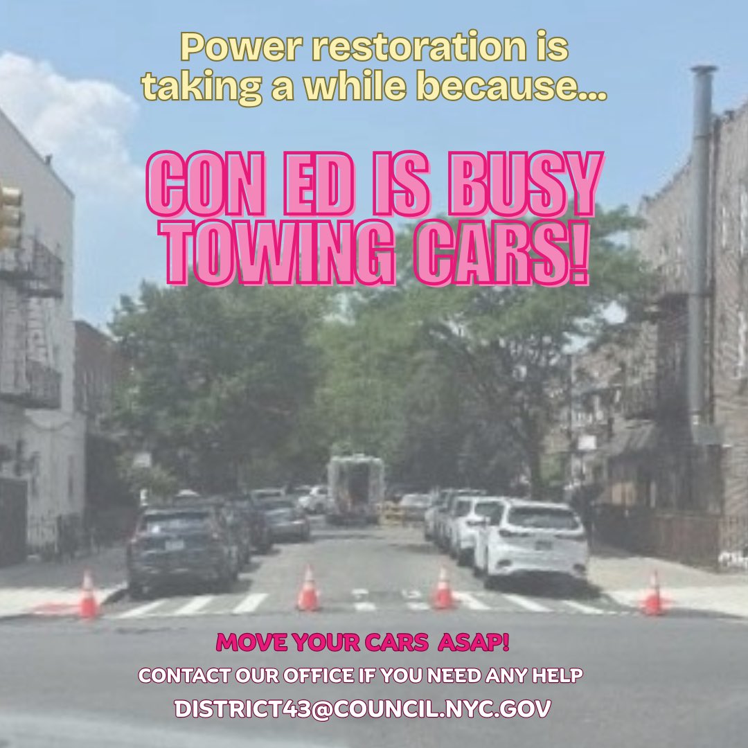 CMSusanZhuang's tweet image. 🚨District 43 residents! 🚨
Please move your cars to get power restored ASAP
