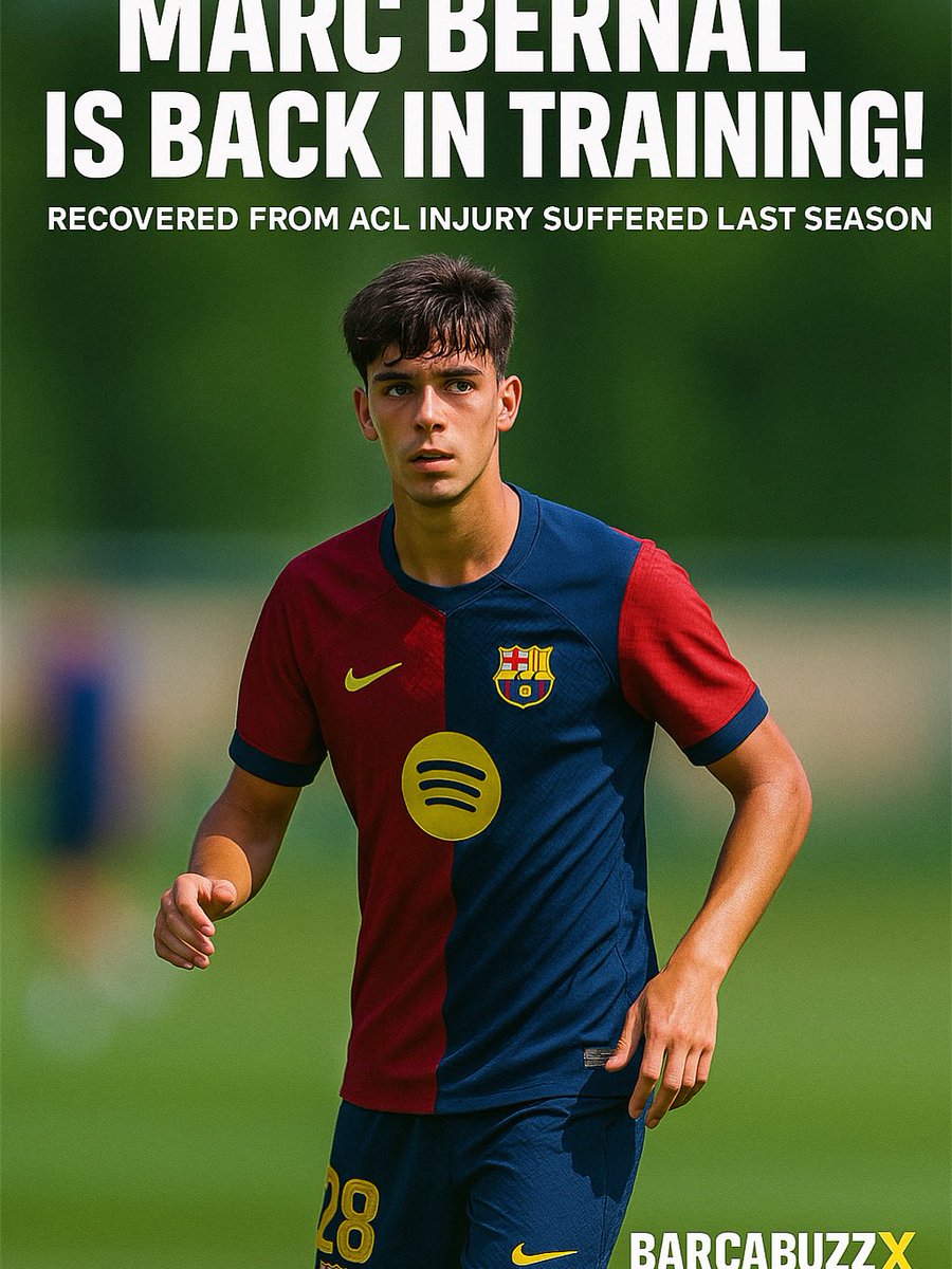 BarcaBuzzX's tweet photo. Marc Bernal is back! 💪🔵🔴
After months of recovery from an ACL tear, the young talent has returned to training with Barça. Big season ahead! 🔥
#MarcBernal #BarcaBuzzX #ForçaBarça #LaMasia #BarçaFuture https://t.co/88PGVVsYRF
