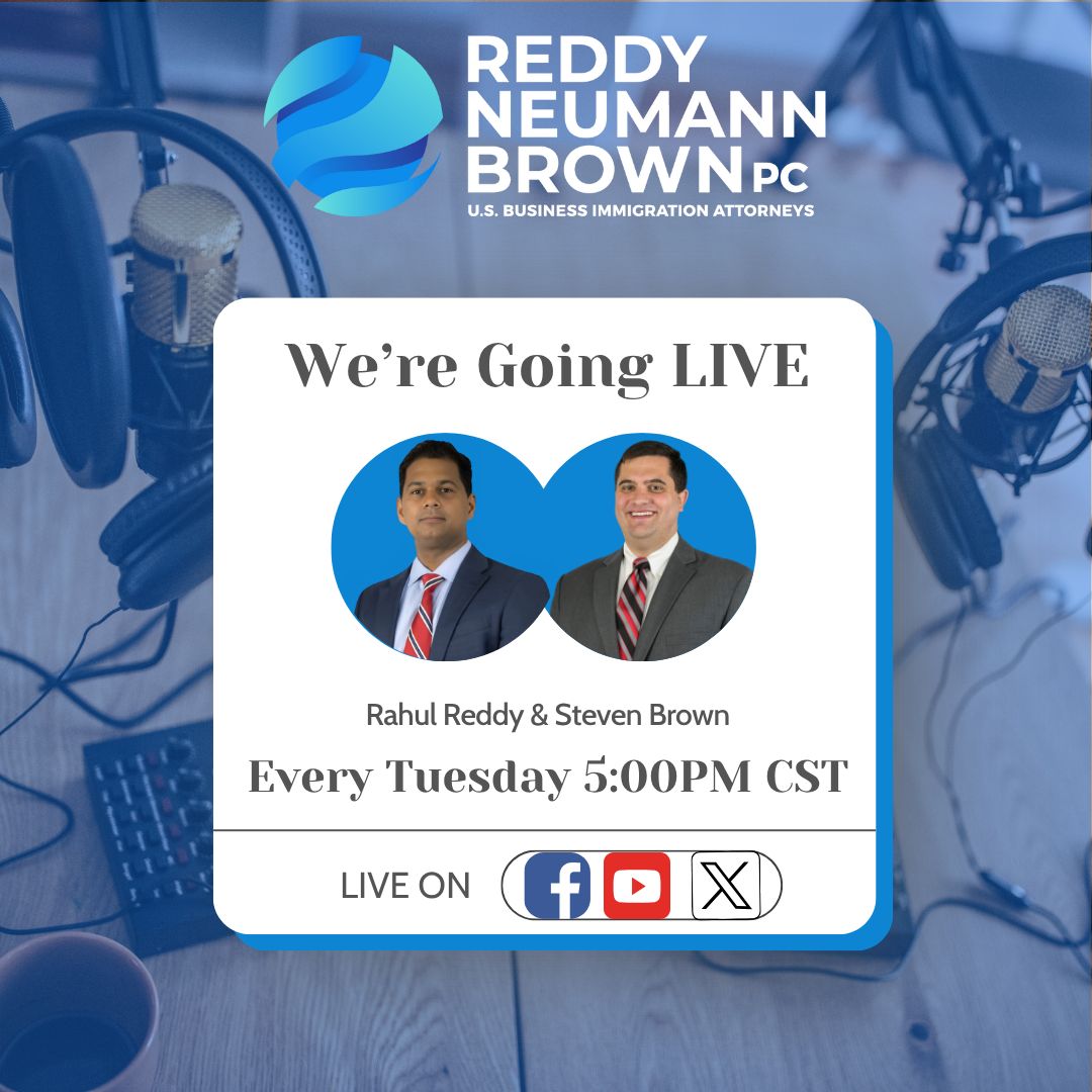 rnlawgroup's tweet image. 🔴 We Are Going Live! 🎙️@ 5 PM CST Every Tuesday! You can join us for an insightful live session. This week featuring Rahul Reddy & Steven Brown of Reddy Neumann Brown PC!
Tune in on YouTube, Facebook, and X platform for invaluable insights. Don't miss out!
#Immigration…