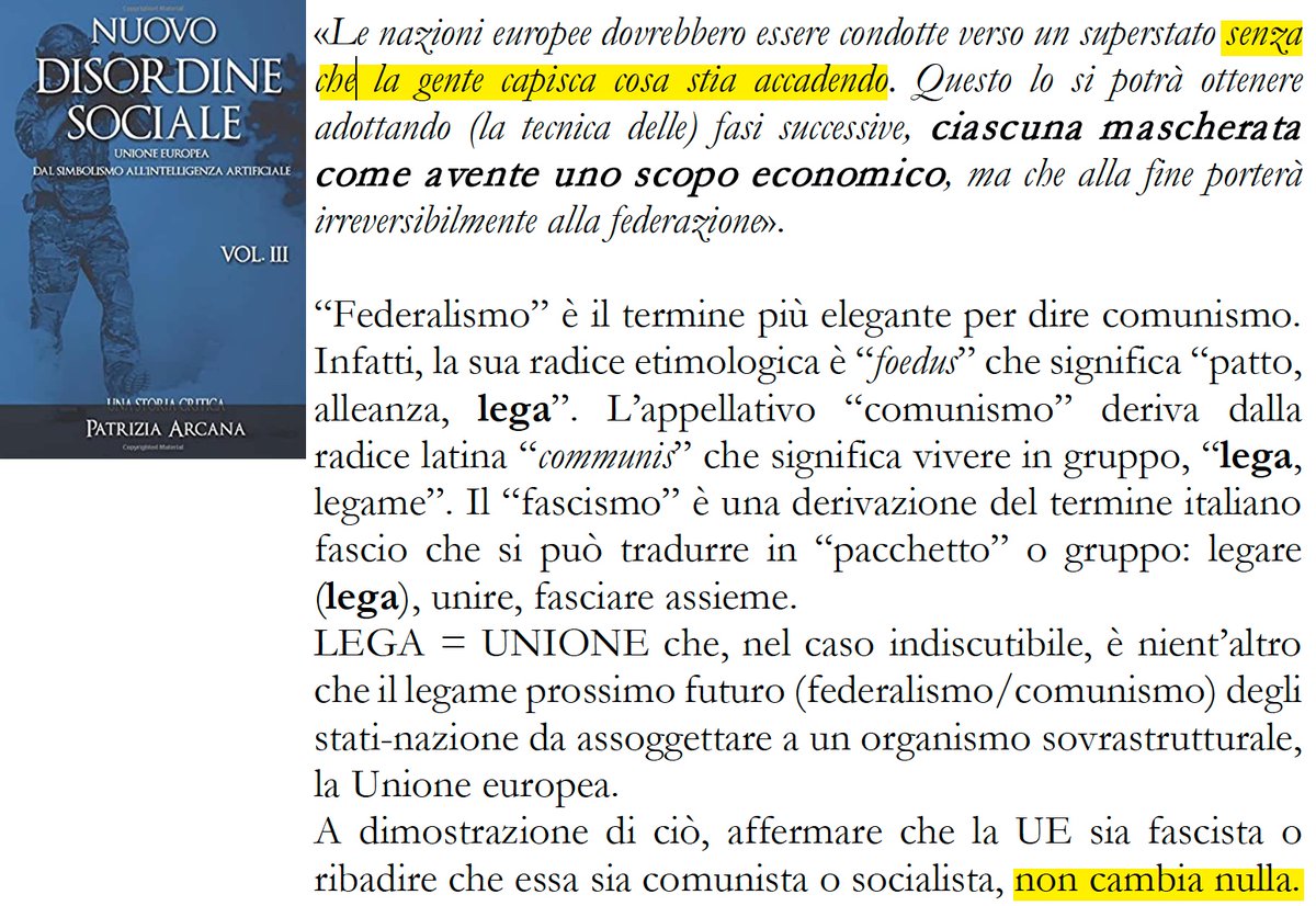 Bandiera distopica “Stati Uniti d'Europa“: naturalmente, giallo-blu, i colori del casato Rothschild, l'assaltatore.

«Federarsi o soccombere»: federalismo è comunismo.

Ditemi... cos'è che non avete ancora capito?🤔