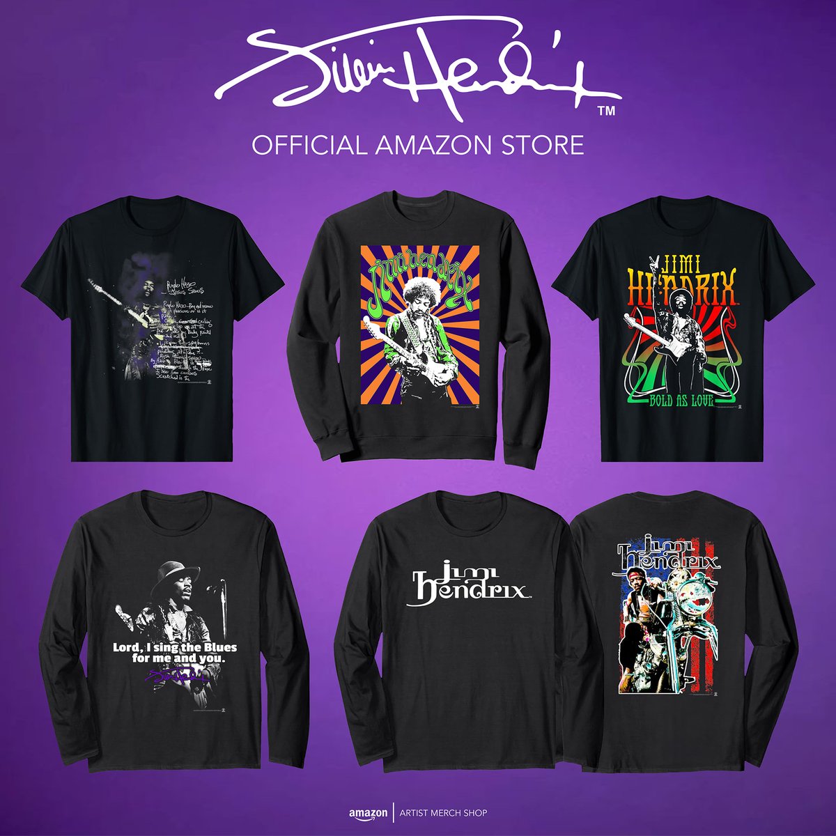 JimiHendrix's tweet image. Celebrate the legacy of #JimiHendrix with a timeless capsule available on Amazon. Featuring bold graphics, iconic lyrics, and officially licensed designs to honor a rock legend. Hendrix forever. amzn.to/JimiHendrixOff… #JimiHendrix #HendrixForever #AmazonMusicMerch @amazonmusic