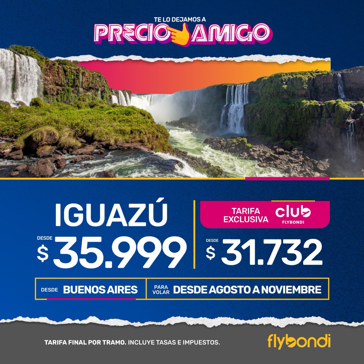 No hay mejor plan que viajar con amigos✈️
Y si es #UltraLowCost… mejor todavía 😎

Hacé click acá 👉🏻 bit.ly/4kxLsUx y aprovechá el precio amigo 💛

#Flybondi #LaLibertadDeVolar