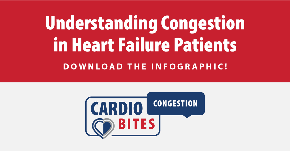 HFSA's tweet image. Heart failure patients with congestion are at an increased risk of hospitalization and death. Learn more about the types of congestion heart failure patients experience, the challenges that arise from managing it, and emerging treatment options that may improve our patients’…