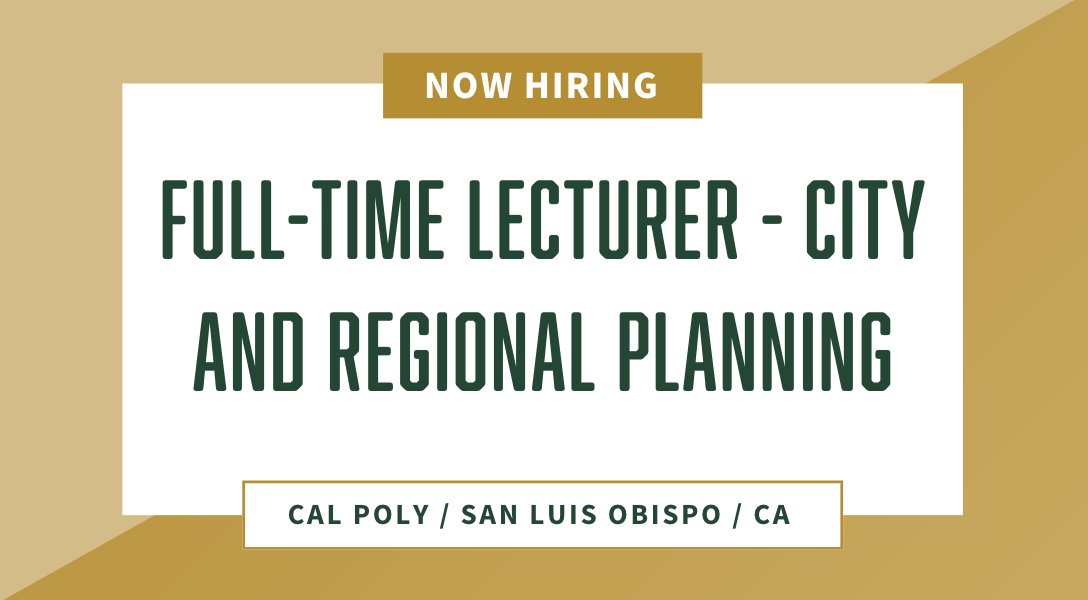 #NowHiring Full-time Lecturer - City and Regional Planning. To see the full position description, click here: bit.ly/44dgAT3