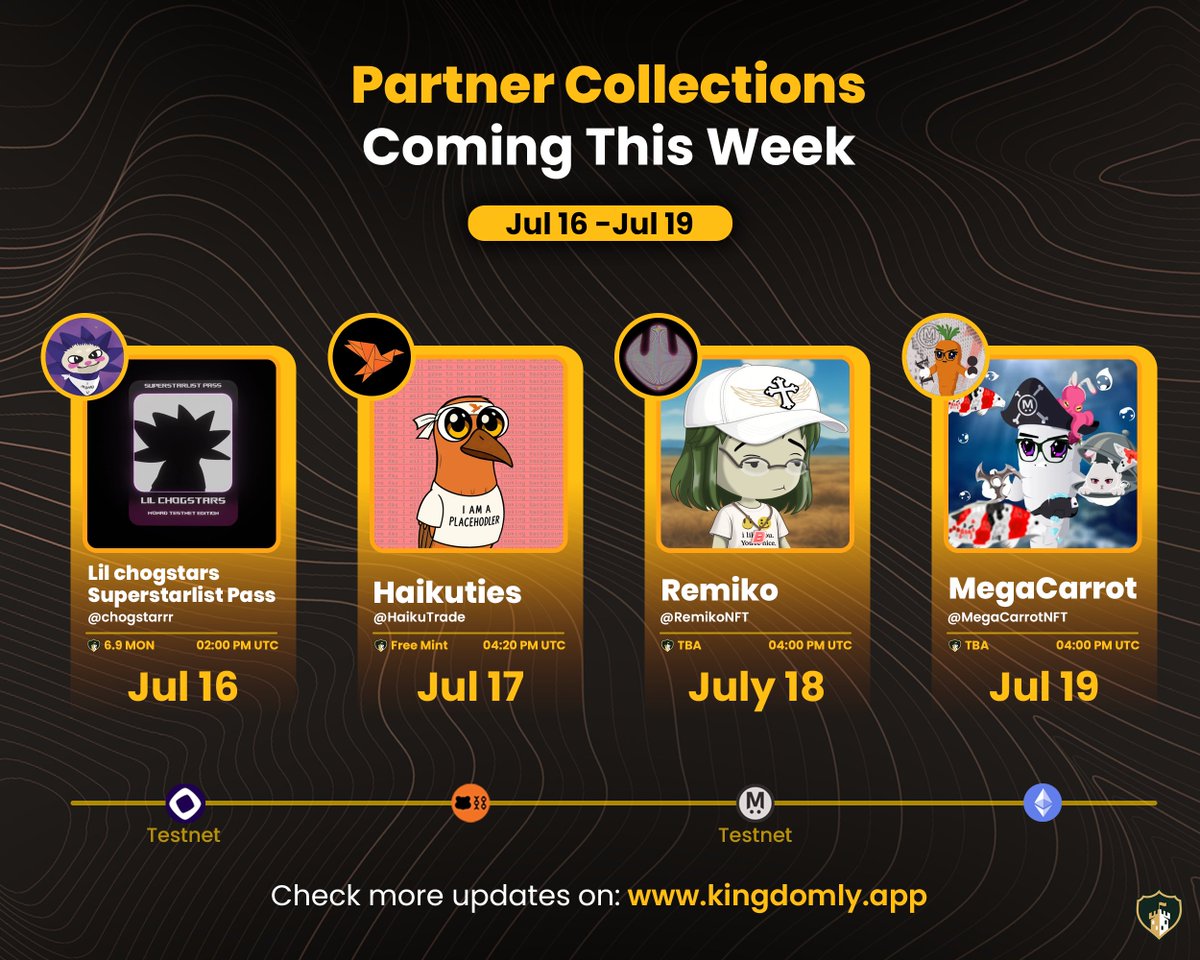 Who's ready for this week's mints?

The kingdom is about to be raided again, and this week’s drops are back and hotter than ever. Stay ready and don’t forget to mark your calendars!