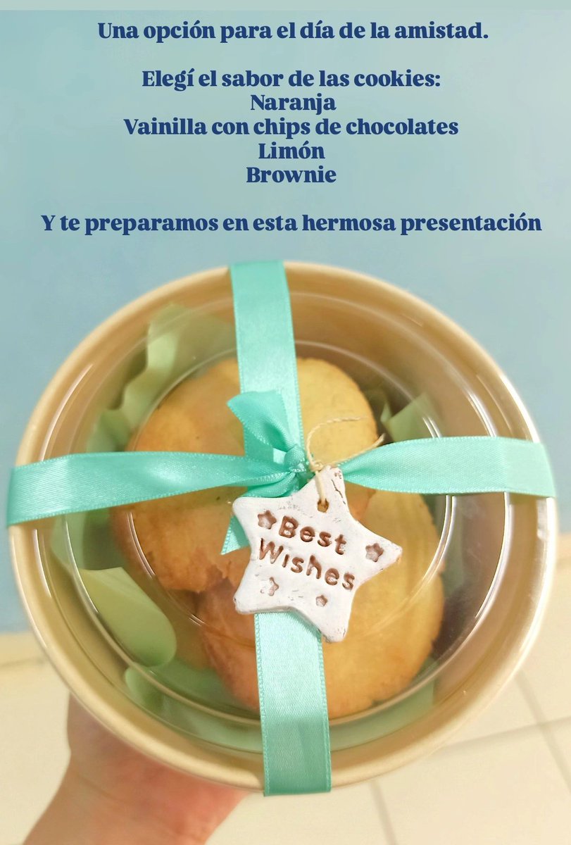 Opción de regalo para el día de la amistad. 💝 Cajita con 5 cookies
• Naranja, vainilla con chips de chocolates y limón.  28.000gs
• Brownie.  33.000gs.
Si querés, le agregamos tarjetita con dedicatoria.