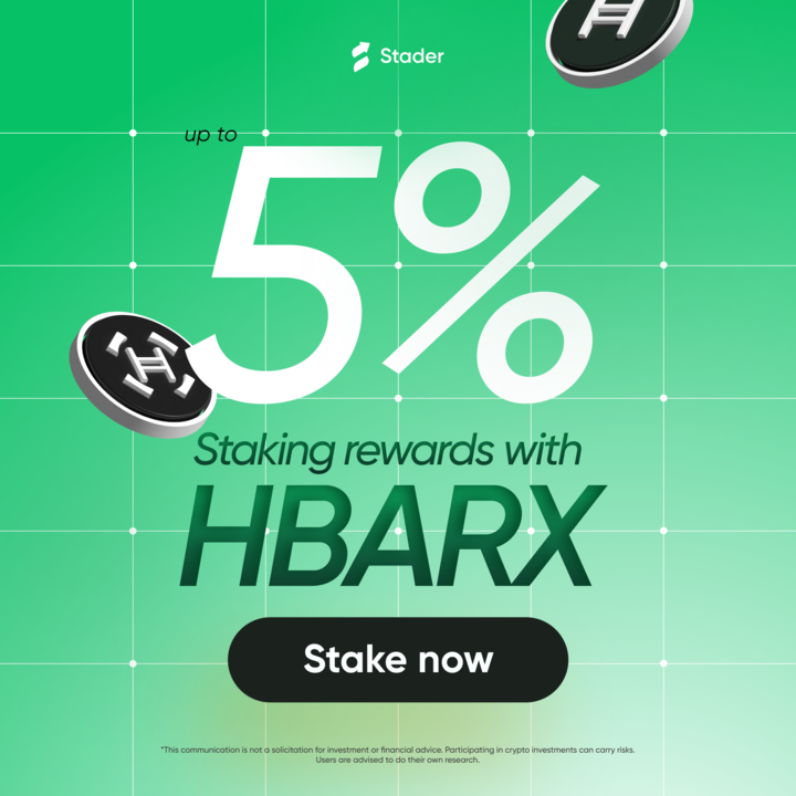 stader_hbar's tweet photo. Maximize your $HBAR with Stader! 😍

Stake your $HBAR to unlock up to 5% rewards and tap into the best DeFi opportunities with #HBARx:
🌐Seamless staking
📈DeFi integrations
🔒 Backed by Stader’s secure platform

🔗Start staking today: https://t.co/KGnXxi91yg https://t.co/Ruxa4lFJB0
