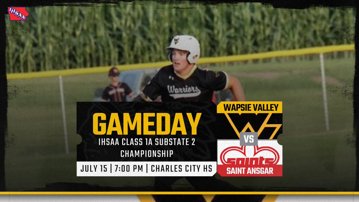 It's their turn at history! Get out and back these boys!

⚾ Postseason Baseball
🏆 IHSAA Class 1A Substate 2 - Championship
🆚 St. Ansgar
🏟️ CC HS
📍 Charles City
⏰ 7:00 PM
🎟️ iahsaa.org/tickets
📻 <a href="/KWAYWaverly/">KWAY</a> FM 99.3
🎥 tinyurl.com/mwm8ew6z
#WarriorPride #WVBB #iahsbb