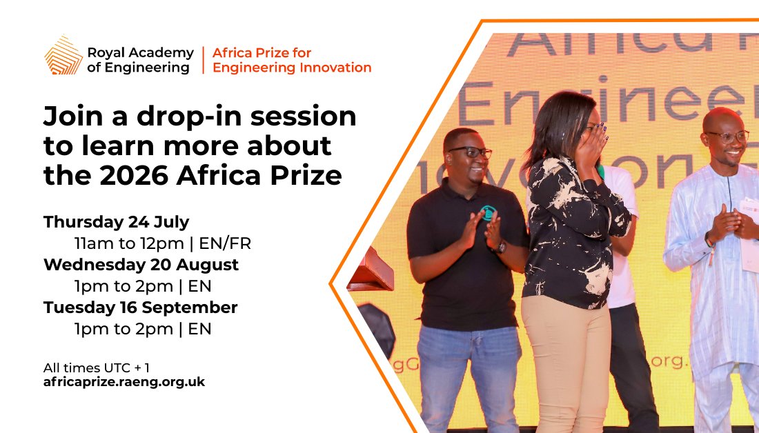 UKinSouthSudan's tweet image. Applications are now open for the Africa Prize for Engineering Innovation, funded by the UK Government!
Are you a South Sudanese innovator with a game-changing idea? This is your chance to shine! 🌍💡
Apply now & share widely! #AfricaPrize #Innovation #SouthSudan