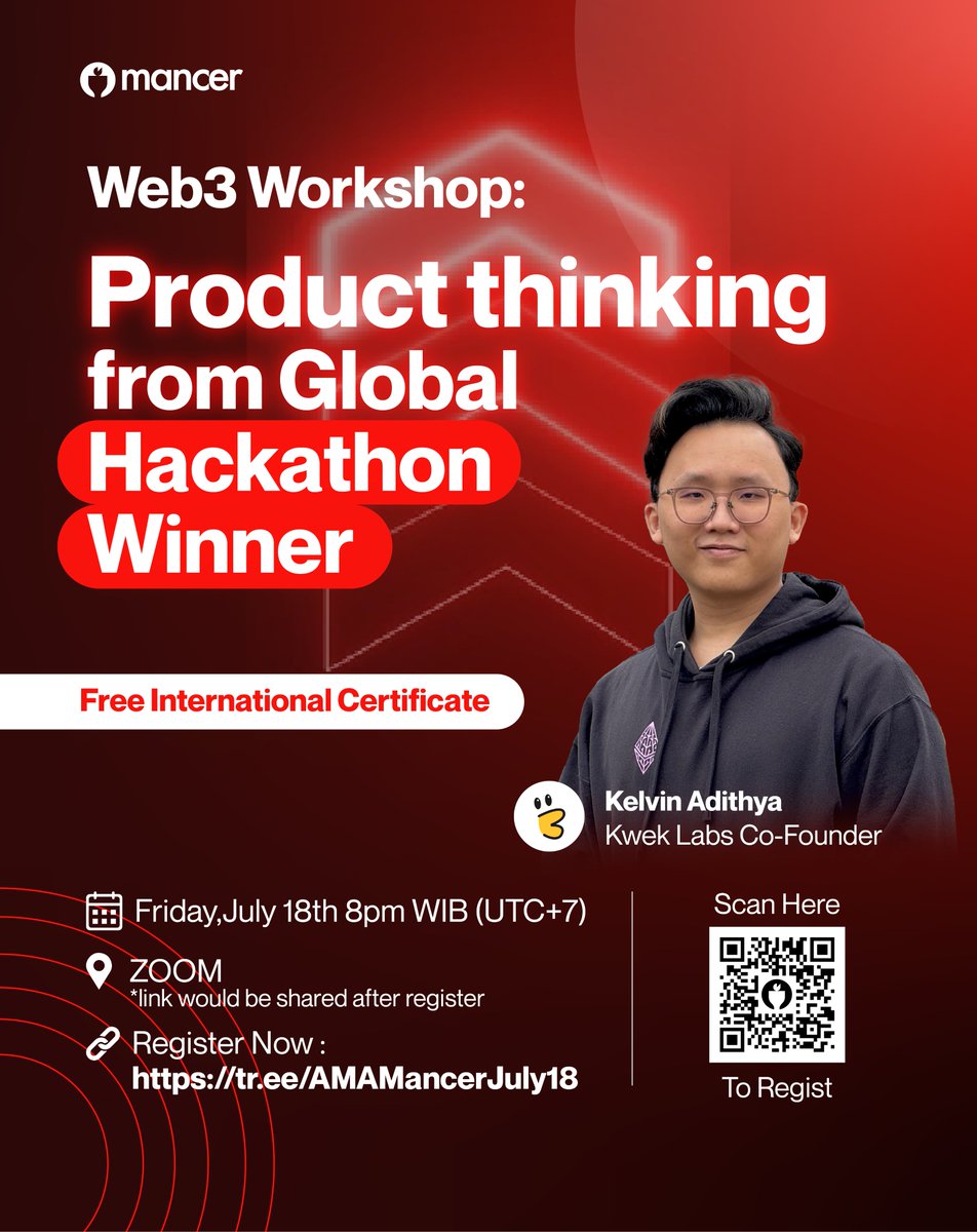MancerWork's tweet image. 🚨 Join Exclusive #Web3 Workshop With GLOBAL #HACKATHON WINNER !

🧠 Learn Product Thinking from a Global Hackathon Winner. Too many devs launch… and wonder why no one uses their dApp 🤷‍♂️?

Let’s fix that. Build smarter, not harder ⚒️

💡 #Web3Workshop: Product Thinking From…
