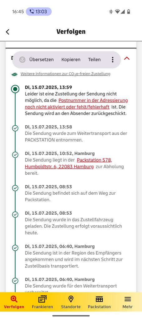 Lyonfoxx's tweet photo. @DHLPaket Wie kann eine Sendung, die für drei Stunden in der Packstation plötzlich doch nicht mehr die Versandbedingungen erfüllen? https://t.co/Ns01zoYaU0