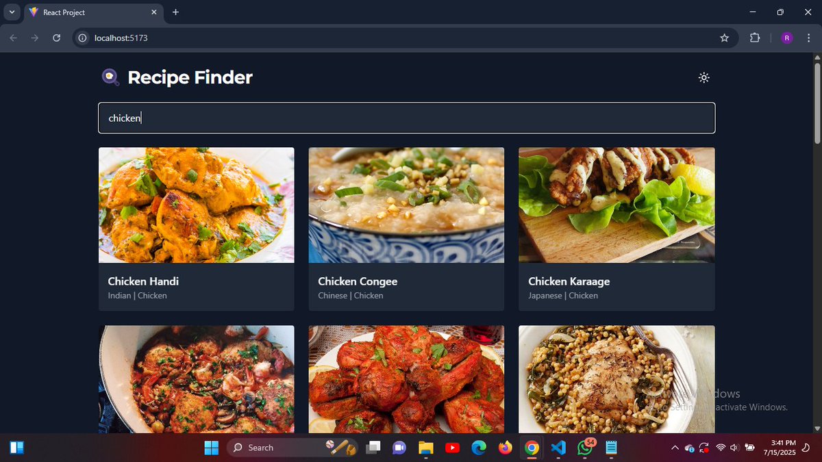 qasimrokeeb's tweet image. 🍲 Day 13 of my 30-Day React Relearning Journey
✅ Built a modern Recipe Finder Dashboard
✅ Search & view detailed recipes
✅ Save your favorite meals
✅ Fully responsive with dark mode support