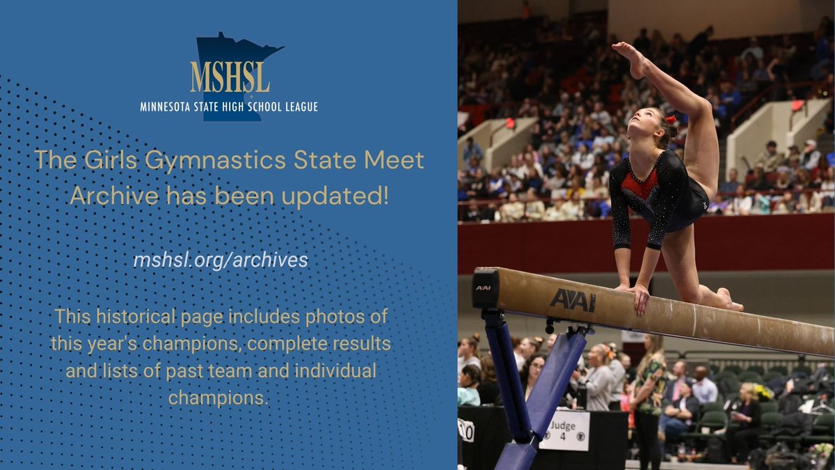 MSHSL's tweet image. Missing the excitement of the Girls Gymnastics State Meet? Check out the 2025 Archive page: mshsl.org/archives
Congratulations again to Detroit Lakes and Owatonna!
@ohsoffice
@DetLakesHigh