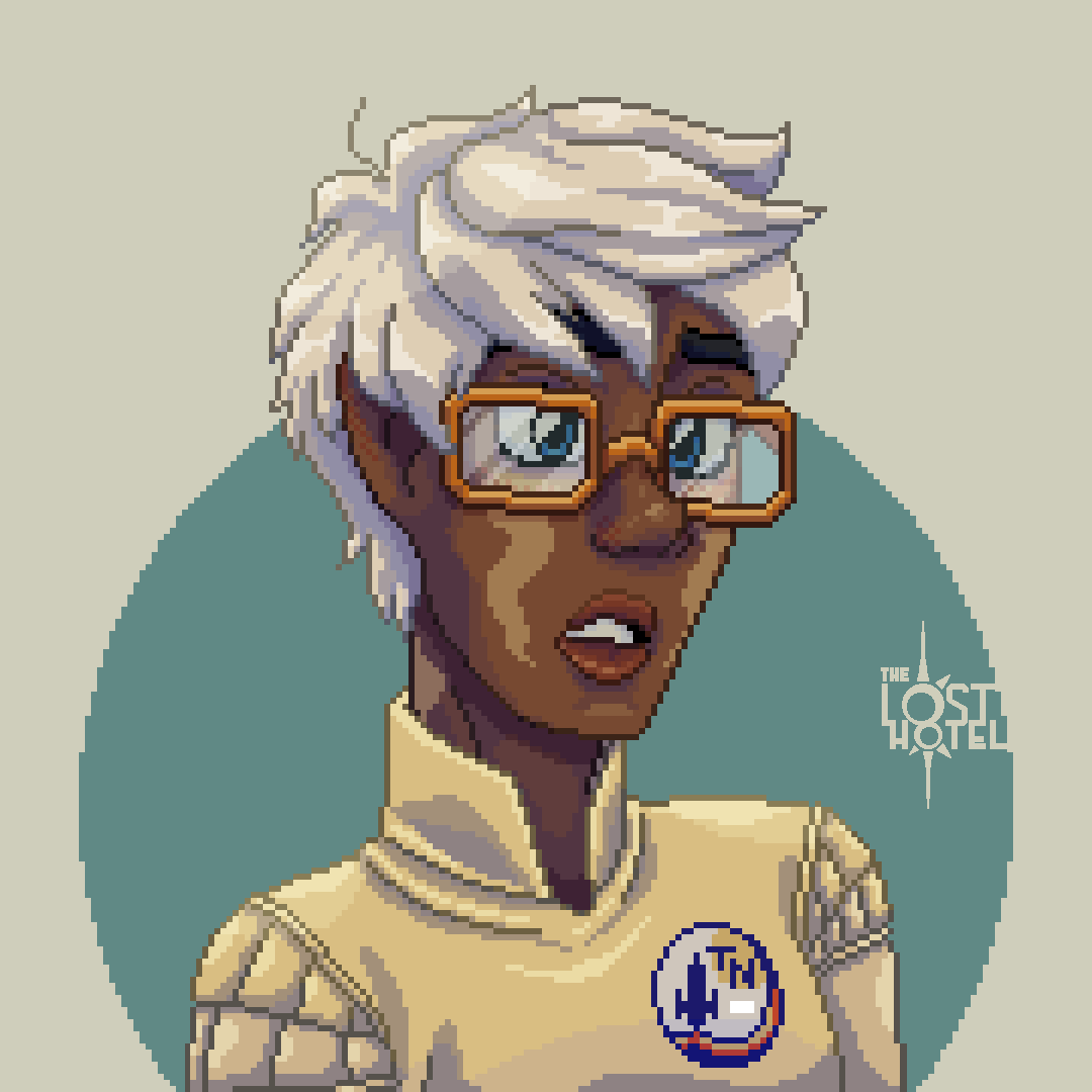 Next on the list is Megan. Like Kal, she also works for the Terra Nova Corporation and was deployed on a mission to Mars. #thelosthotel #lodestarhotel #pixelart #retrogames #gamedevelopment #indiegame #indiegamedev #indiedev #pixelgame #pixelartgame