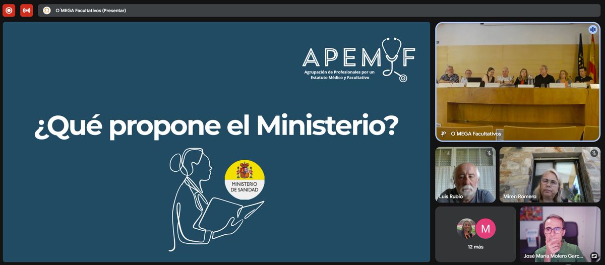 sime58106112's tweet image. Webinar de @APEMYF_2025 en directo en youtube.com/live/GdXQPz4Qz…. Explicando nuestra propuesta alternativa de estatuto marco de médicos y facultativos. Todas las organizaciones presentes. SIME @csit@CSITUP @CSITUP, respetando al resto de profesiones
