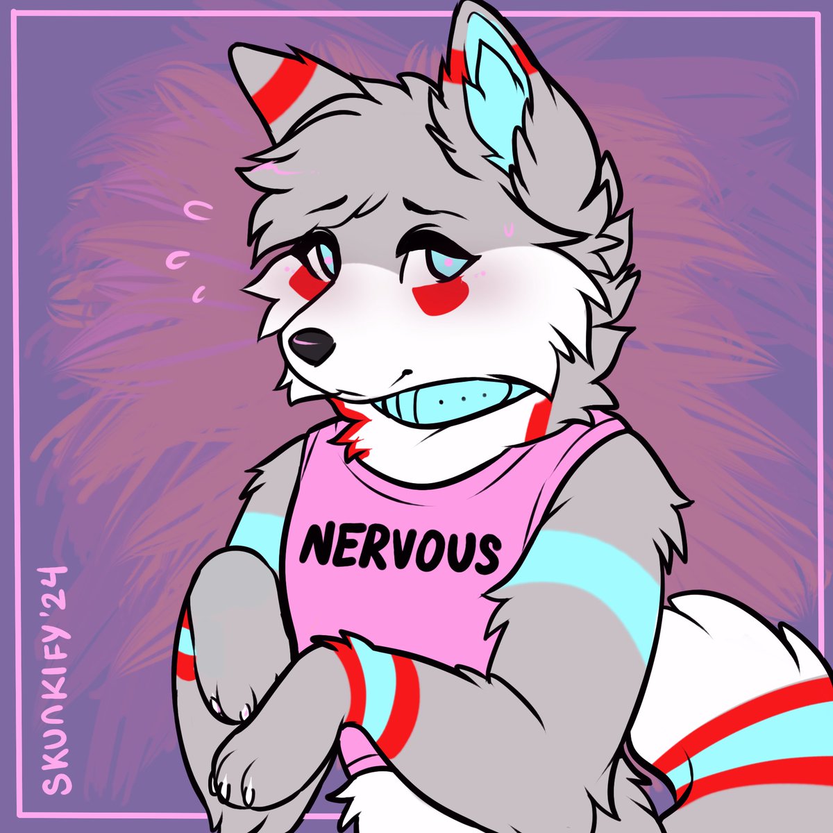 BlizzTheWolf's tweet image. Don’t be mean, he’s nervous 👉👈

🎨: skunkify