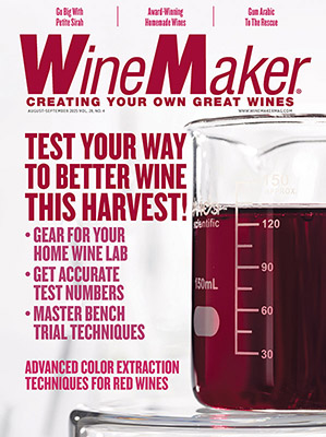 The Aug-Sep issue has stories on setting up a home wine lab, tests you should do on your wine, and tips for conducting benchtop trials. Plus articles on Petite Sirah, gum arabic, the chemistry of must correction, the latest troubleshooting tips from the Wine Wizard, and more.