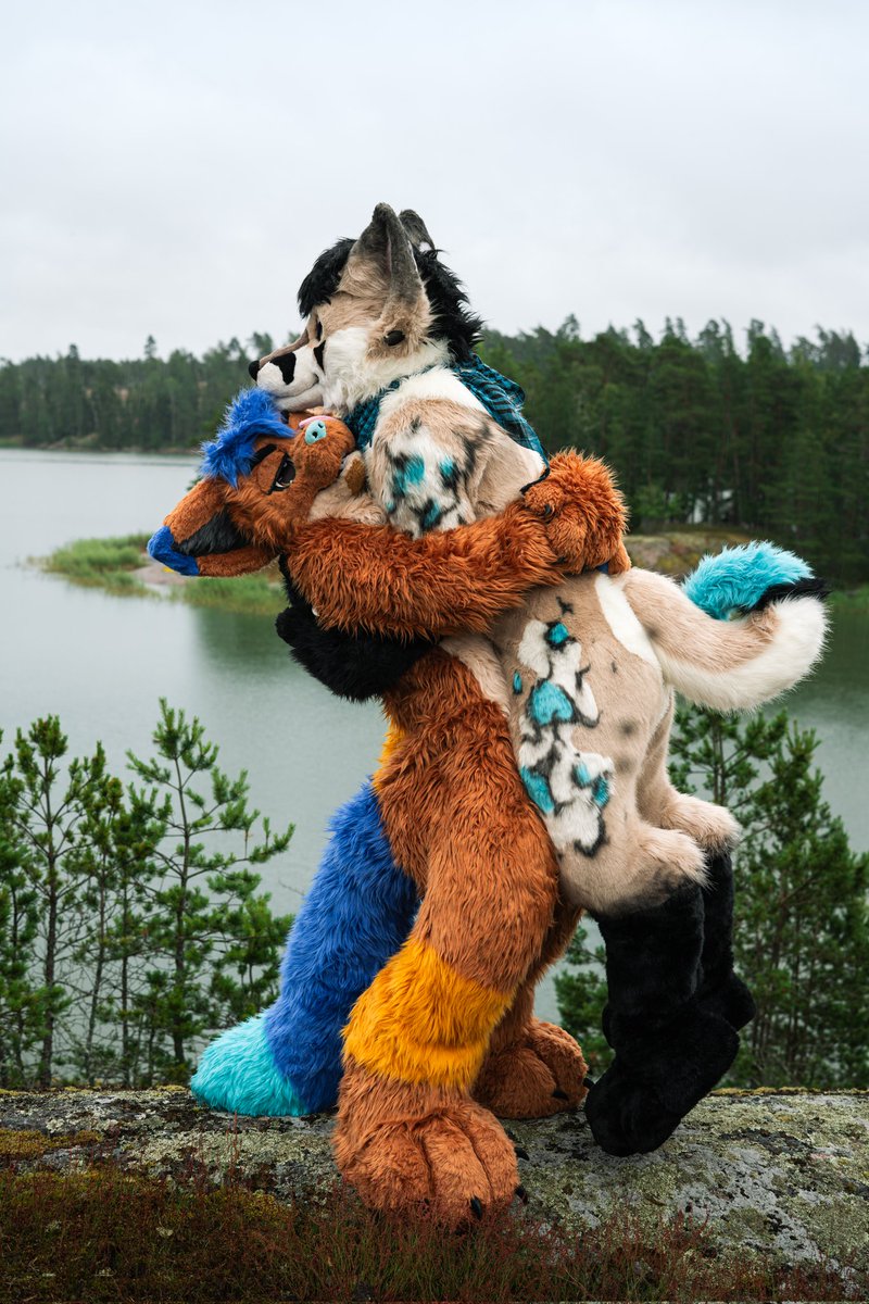 Uh oh.. looks like I'm in trouble. But I don't mind because big hugs are the best ✨

🦊: <a href="/HietaFox/">Hieta🦊</a>
<-🪡: Me
->🪡: <a href="/Kloofsuits/">Kloofsuits</a> 

#fursuit #furry