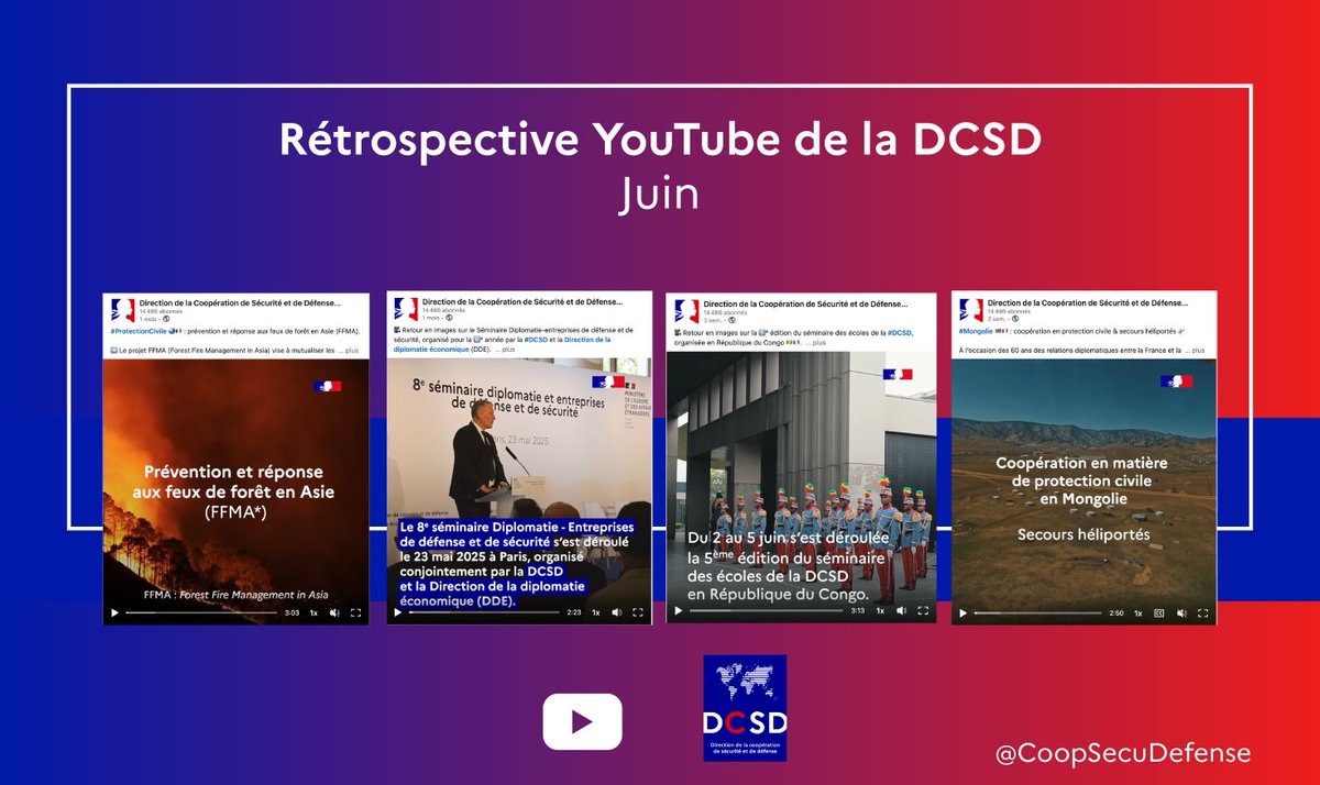CoopSecuDefense's tweet image. #Youtube : retrouvez les reportages du mois de juin sur Youtube. 📽️
▶️ Lien : youtube.com/playlist?list=…
🎧 Retrouvez également le nouvel épisode de "Coopération", le podcast de la DCSD : podcast.ausha.co/cooperation-le…