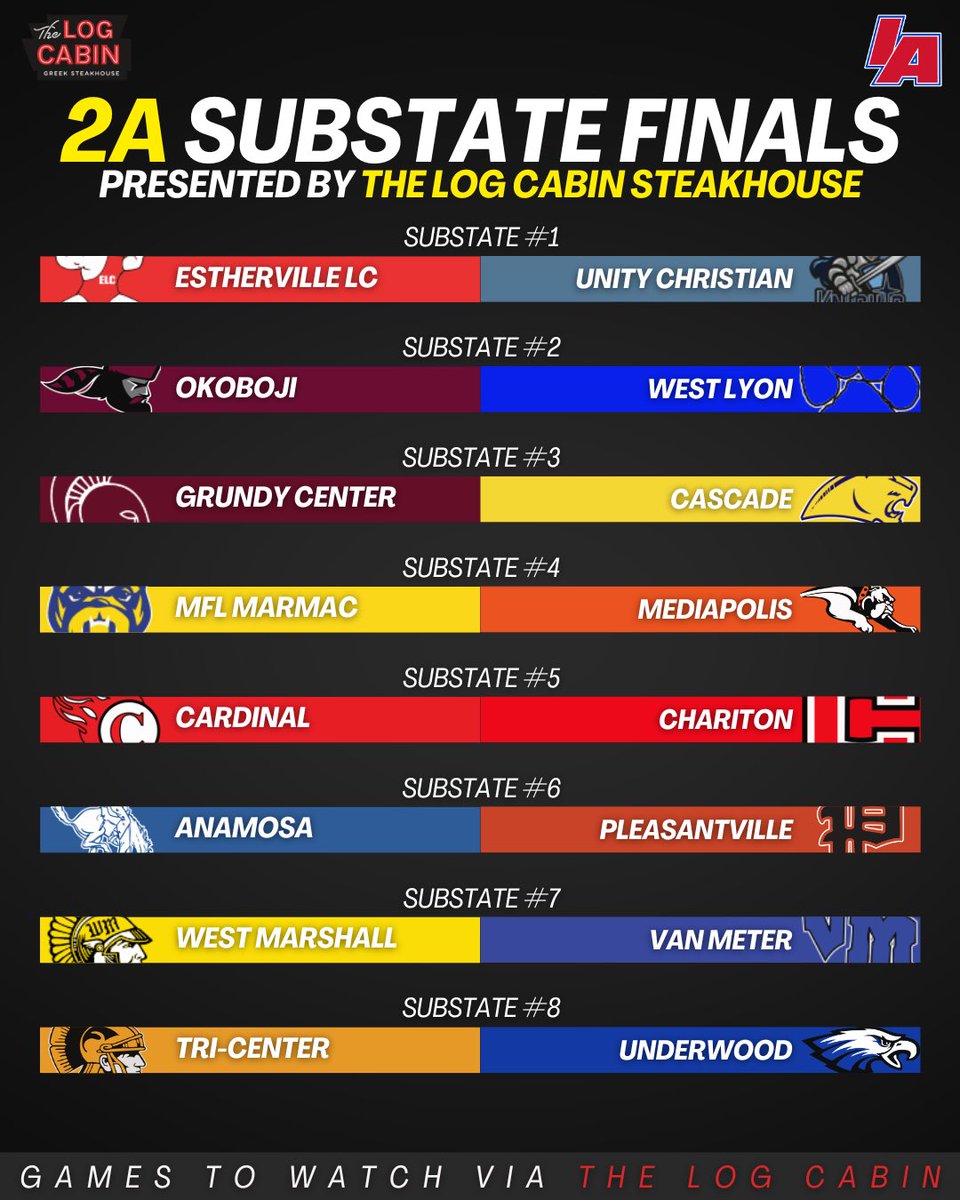 🚀 PLAYOFF SCHEDULE JULY 15TH 🚀

*1A/2A SUBSTATE FINALS*

#iabseball X #iahsbsb