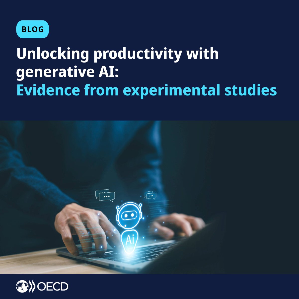 #GenerativeAI has the potential to transform work, boost #productivity, foster innovation and stimulate entrepreneurship — but its effects vary. In our blog, we explore key findings of recent experimental studies on its potential impacts: oe.cd/684 | #OECDAI