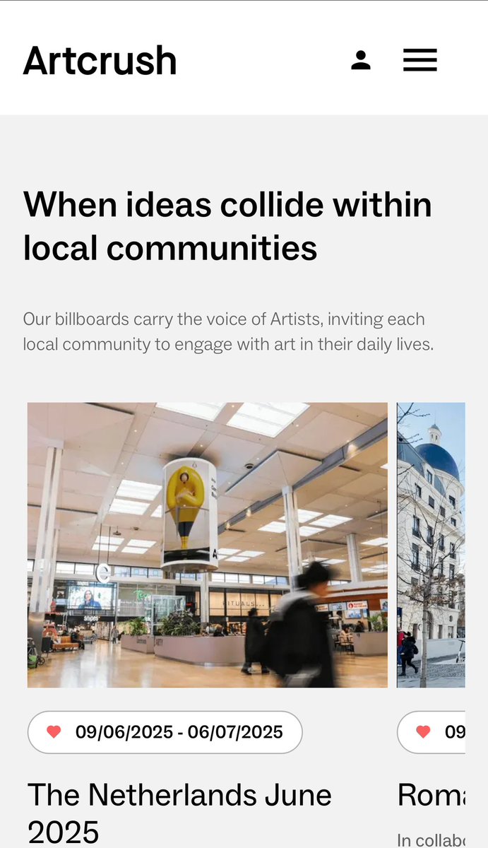 🌍 Local stories. Global exposure.

Our billboards echo the voices of artists within their communities.

We don’t parachute in content — we spark conversations that belong.

As Artcrush grows, this section might just become part of your story too. 🌎