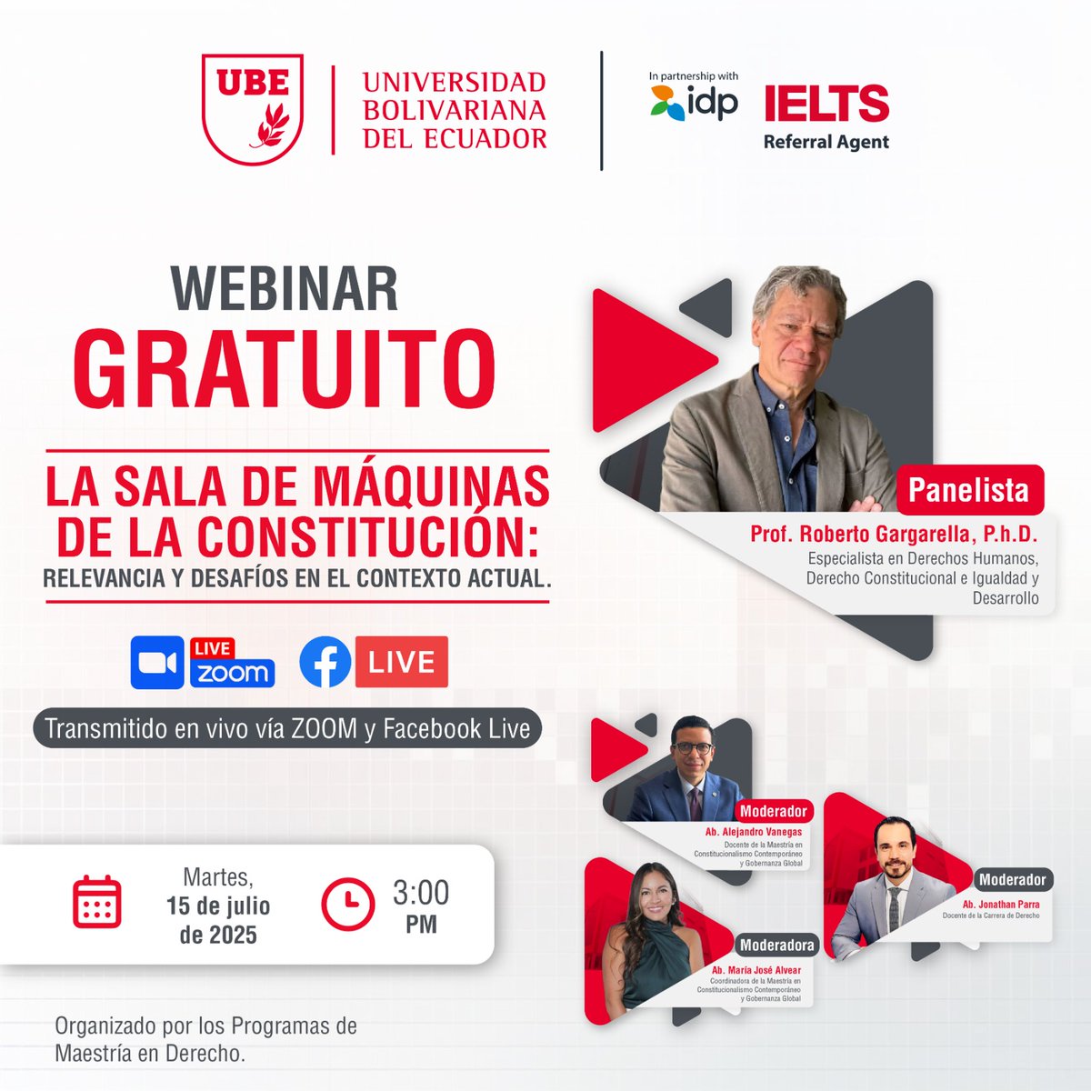 Jonathan Parra (@jonathan_parra_) on Twitter photo Los invitamos hoy a las 15h00, a este importante evento académico:
“La sala de máquinas de la Constitución: relevancia y desafíos en el contexto actual” 📖
🎙️ Con el Prof. Roberto Gargarella, Ph.D. <a href="/Rgargarella/">roberto gargarella</a>
📍 Vía Zoom y Facebook Live
🔗 Organizado por la <a href="/UbeEcuador/">UBE | Universidad Bolivariana Del Ecuador</a> Los invitamos hoy a las 15h00, a este importante evento académico:
“La sala de máquinas de la Constitución: relevancia y desafíos en el contexto actual” 📖
🎙️ Con el Prof. Roberto Gargarella, Ph.D. <a href="/Rgargarella/">roberto gargarella</a>
📍 Vía Zoom y Facebook Live
🔗 Organizado por la <a href="/UbeEcuador/">UBE | Universidad Bolivariana Del Ecuador</a>